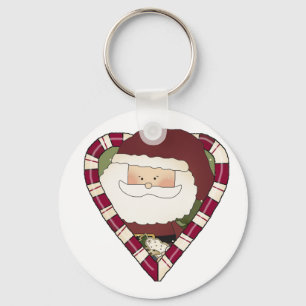 Santa Heart Holiday Tshirts and Gifts Key Ring