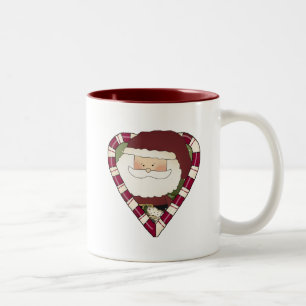 Santa Heart Holiday Tshirts and Gifts Two-Tone Coffee Mug