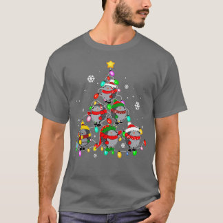 Santa Hedgehog Christmas Tree Lights Funny Pyjamas T-Shirt