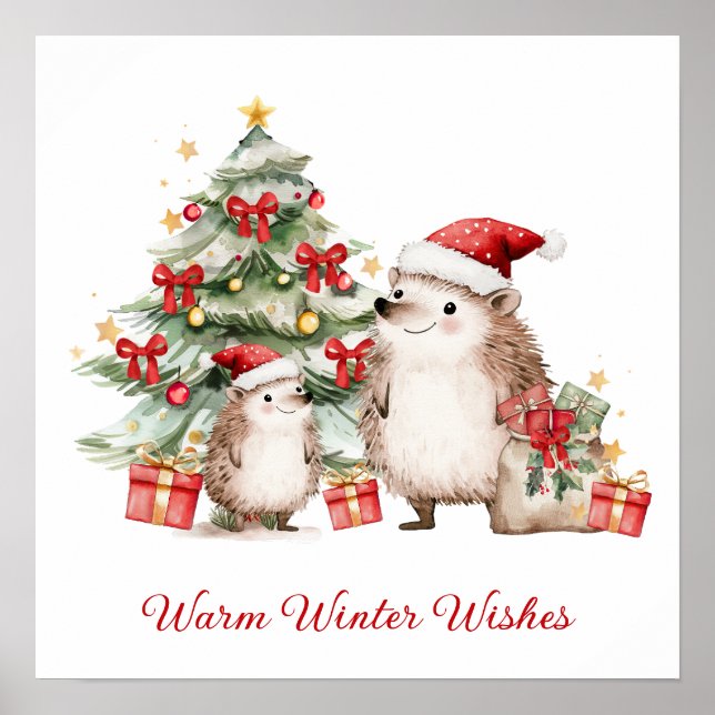 Santa Hedgehog Christmas Wishes  Poster (Front)