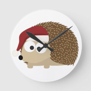 Santa hedgehog round clock