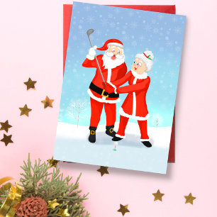 Santa Helping Mrs. Claus With Her Golf Swing Card