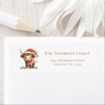 Santa Highland Cow Return Name Address Christmas<br><div class="desc">Santa Highland Cow Return Name Address Christmas. Add some colourful festive cuteness to your Holiday mailings with this charming baby highland cow in a Santa Hat design,   with your name and return address.   All the text can be easily personalised.</div>