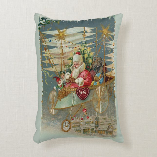 Santa & His Amazing Flying Machine Accent Pillow (Front(Vertical))
