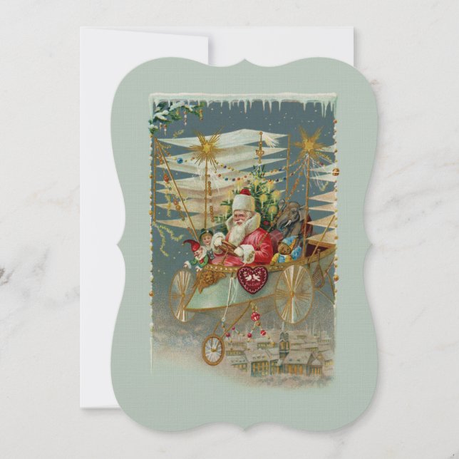 Santa & His Amazing Flying Machine Invitation (Front)