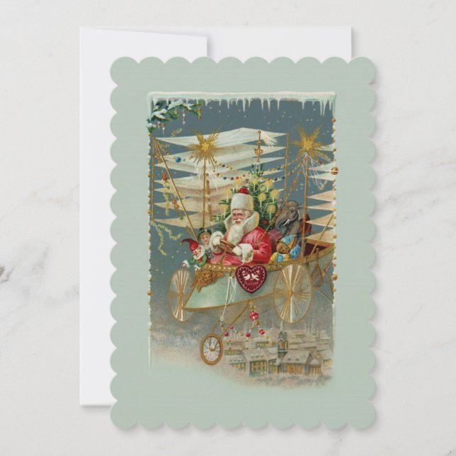 Santa & His Amazing Flying Machine Invitation (Front)