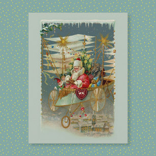 Santa & His Amazing Flying Machine Postcard