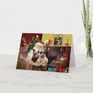 Santa & his Cairn Terrier & Jack Russell Terrier Thank You Card