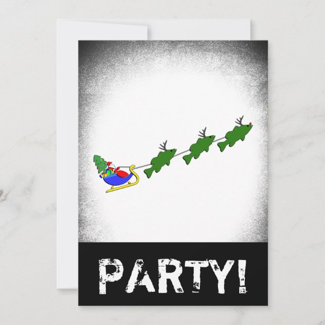 Santa & his Largemouth Bass - funny Invitation (Front)
