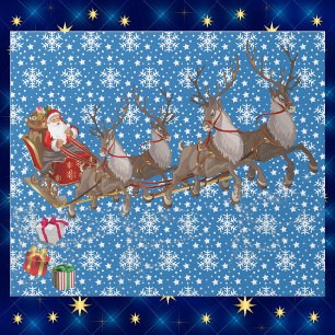 Santa & His Reindeer Christmas Eve Big Scale Wrapping Paper