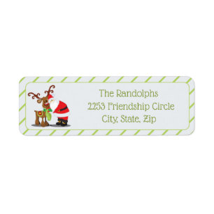 Santa & His Reindeer Diagonal Stripes