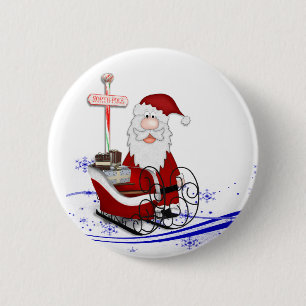 Santa & His Sleigh Christmas 6 Cm Round Badge