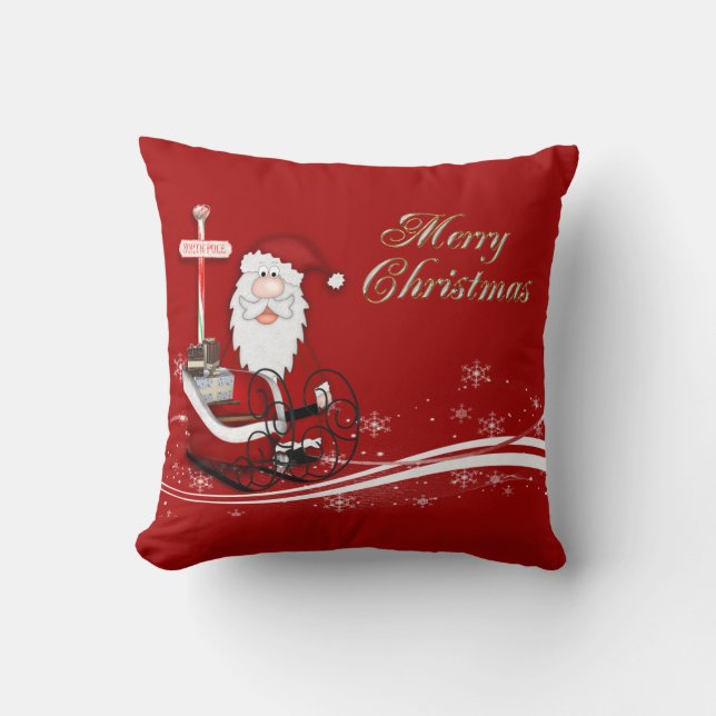 Santa & His Sleigh Christmas Cushion (Front)