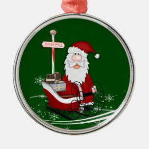 Santa & His Sleigh Christmas Metal Tree Decoration
