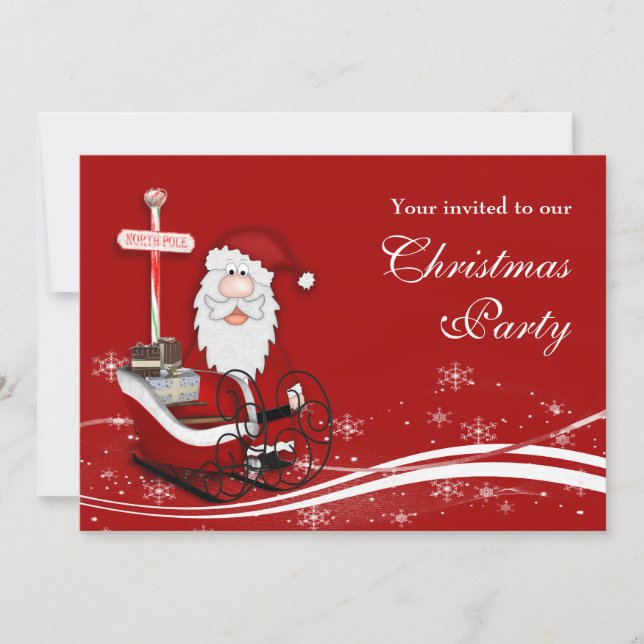 Santa & His Sleigh Christmas Party Invitation (Front)