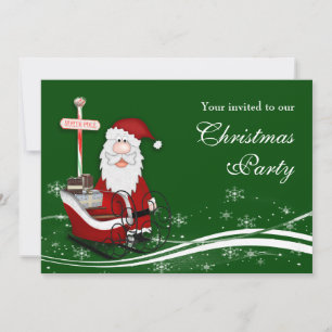 Santa & His Sleigh Christmas Party Invitation