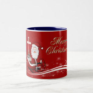 Santa & His Sleigh Christmas Two-Tone Coffee Mug