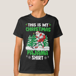 Santa Hockey Player Xmas Sports This Is My Christm T-Shirt