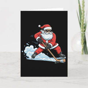 Santa Hockey Skates Christmas Card