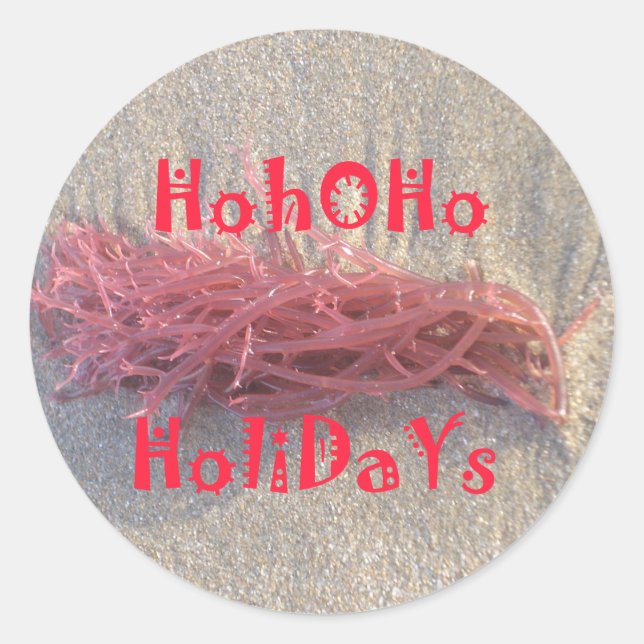 Santa HoHoHo Merry Christmas From Beach colours Classic Round Sticker (Front)