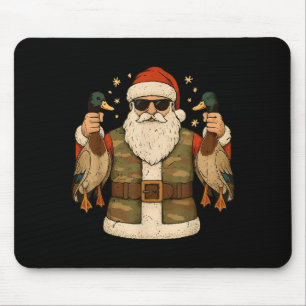 Santa Hold Mallard Duck Hunting Christmas Pajama T Mouse Pad
