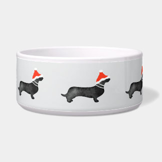 Santa holiday Christmas dachsund watercolor black