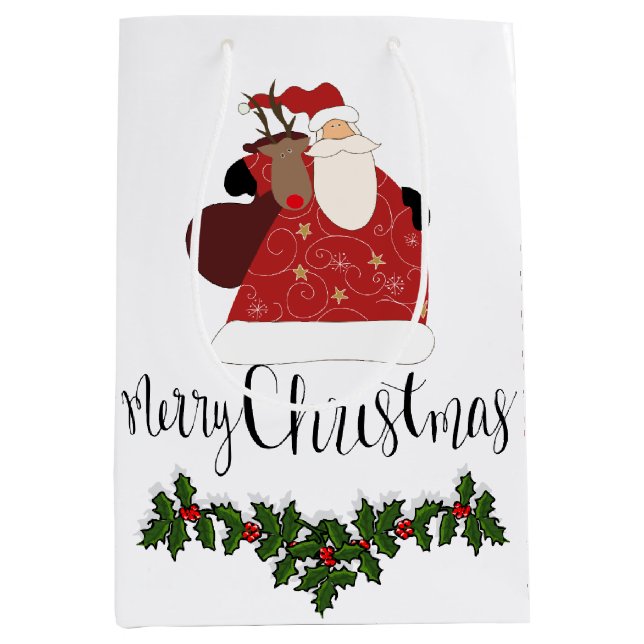 Santa Holly Cute Script | Gift Bag (Front)