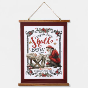 Santa Honors Christ – Religious Christmas Artwork Hanging Tapestry
