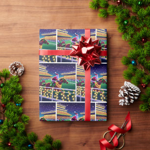 Santa Horse Racing Jockey Christmas Wrapping Paper