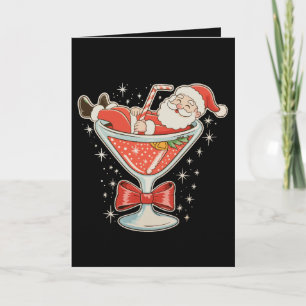 Santa Hot Mess Martini Glass Christmas Xmas Card