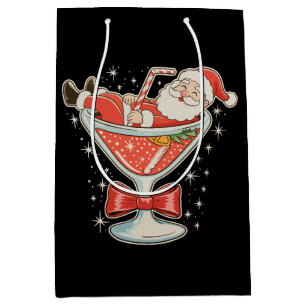 Santa Hot Mess Martini Glass Christmas Xmas Medium Gift Bag