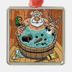 Santa Hot Tub Christmas Tree Ornament
