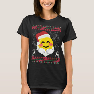 Santa Hug Emoji T-shirt Ugly Christmas