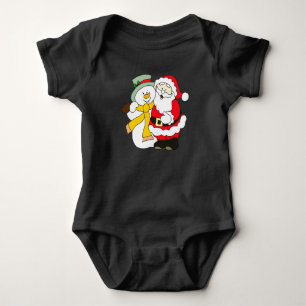Santa hugging snowman baby bodysuit