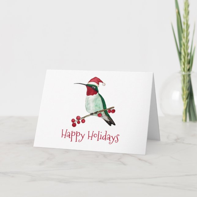 Santa Hummingbird Holiday Card (Front)