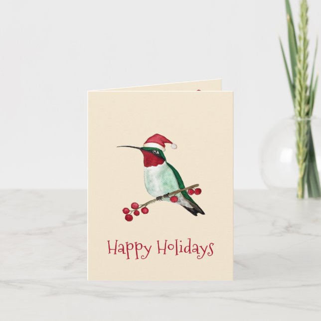Santa Hummingbird Holiday Card (Front)