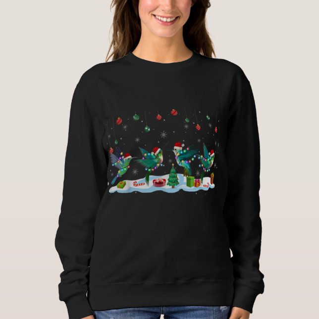 Santa Hummingbird Squad Christmas Lights Santa Hum Sweatshirt (Front)
