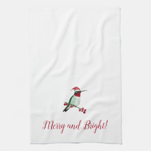 Santa Hummingbird Tea Towel