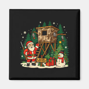 Santa Hunting Cabin Funny Christmas Better Not Ut  Magnet