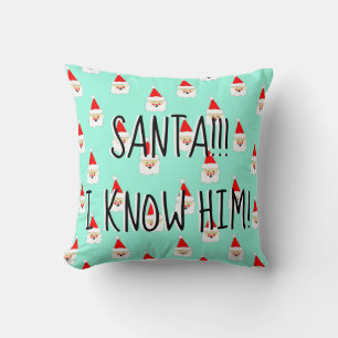 santa i know him elf movie quote mid century cushion