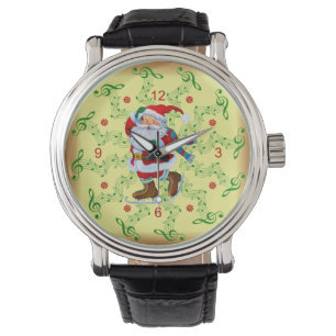 Santa ~ Ice Skates ~ Musical Scrolls ~ Christmas ~ Watch
