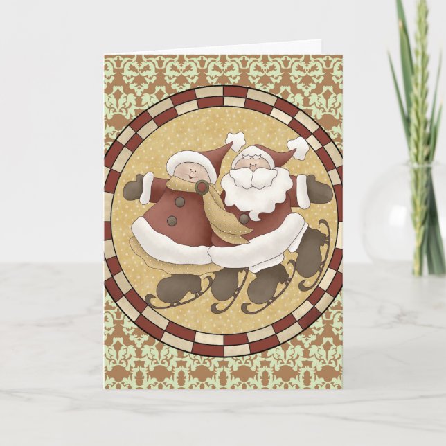 Santa Ice Skating Christmas Card (Front)