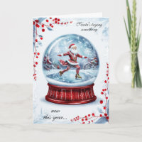 Santa Ice Skating Snow Globe Winter Greeting
