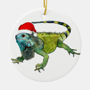 Santa Iguana Ceramic Tree Decoration