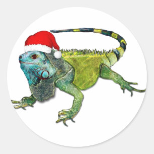Santa Iguana Classic Round Sticker