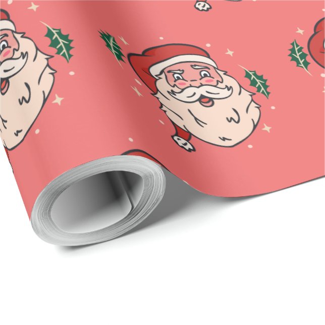 Santa Illustration Christmas Holidays Wrapping Paper (Roll Corner)