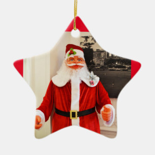 Santa in a star ceramic tree decoration