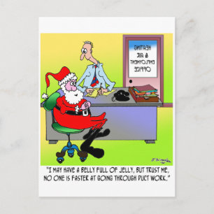 Santa In An Heating & Air Employment Office Holiday Postcard
