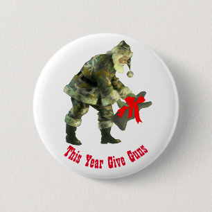 Santa in Camouflage 6 Cm Round Badge