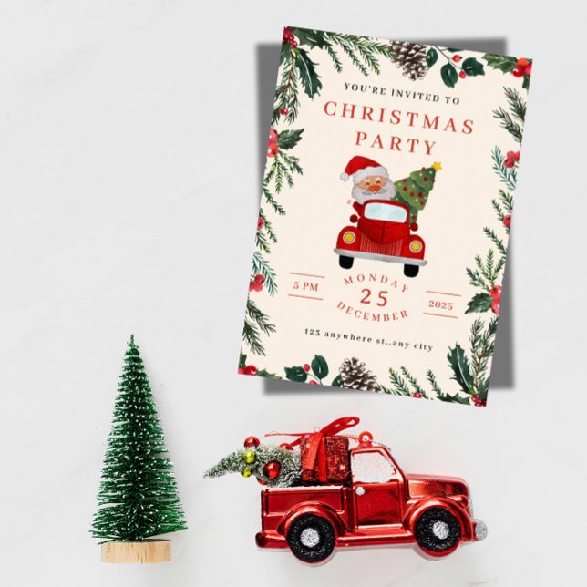Santa in Car Christmas Party Invitation  (Creator Uploaded)